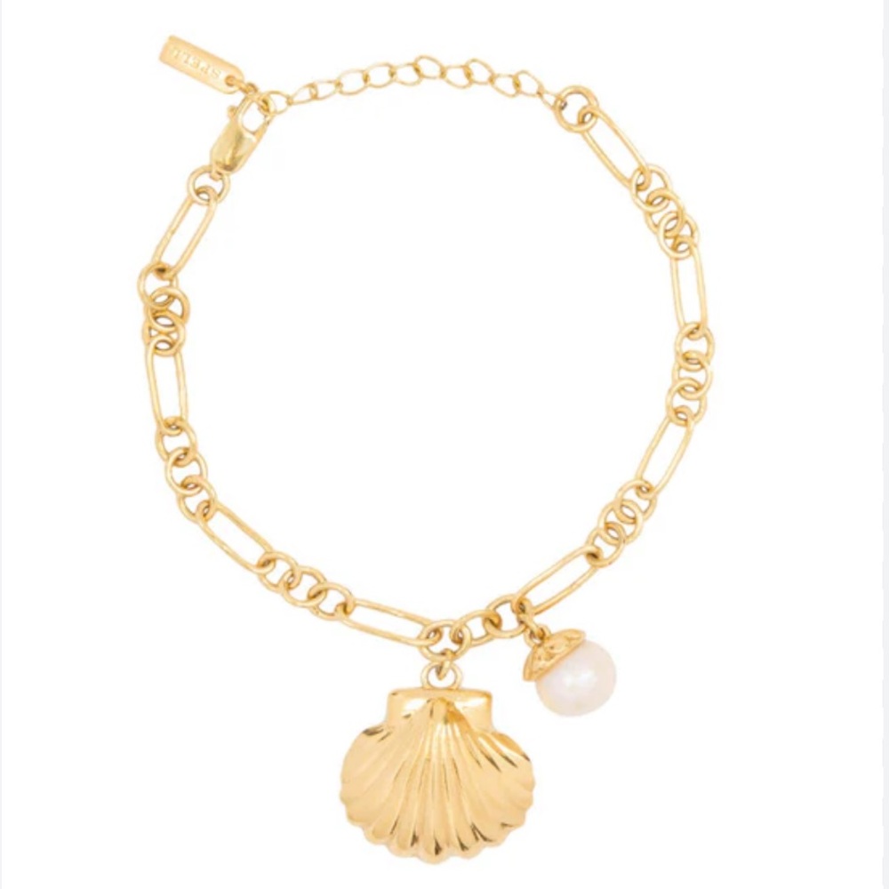 Spell -925 - gold over sterling silver Shell and Pearl Bracelet- great condition